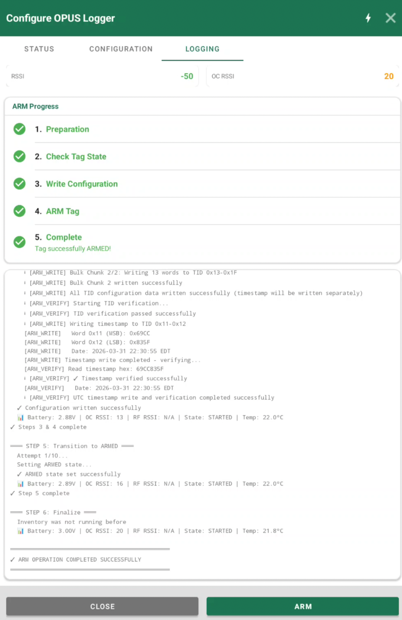 QDatDroid arming workflow